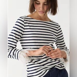 J.Crew Stripes Top With Feather Accents XXS NWT